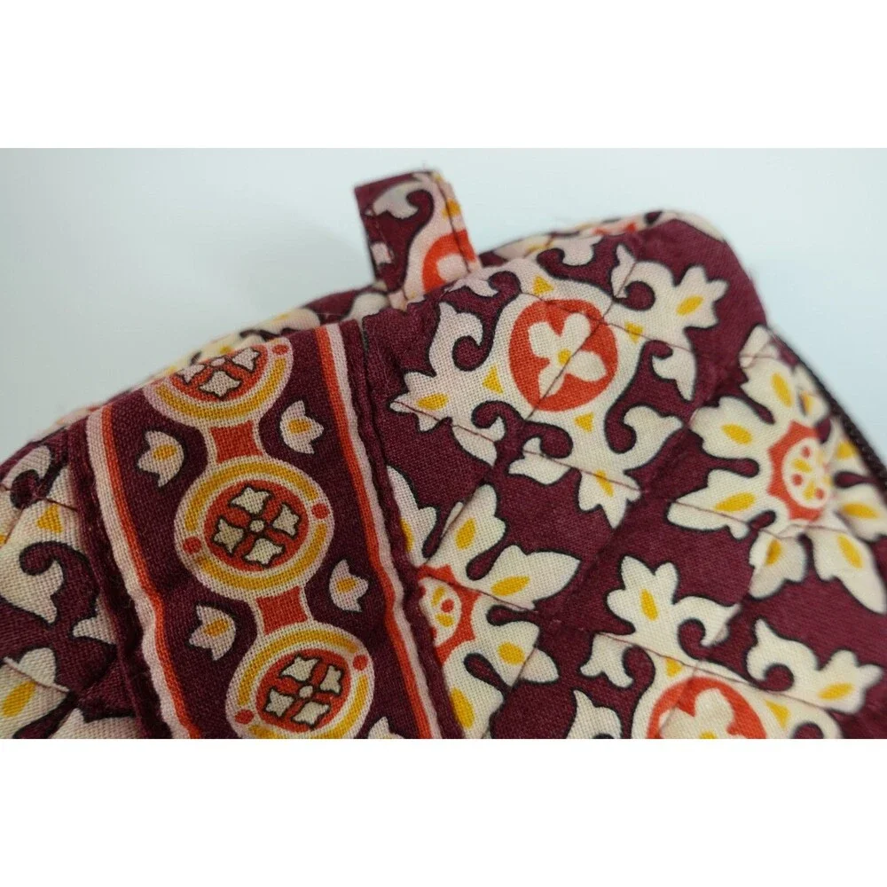Vera Bradley Burgundy Medallion Small Travel Cosmetics Makeup Case Zipper Lined